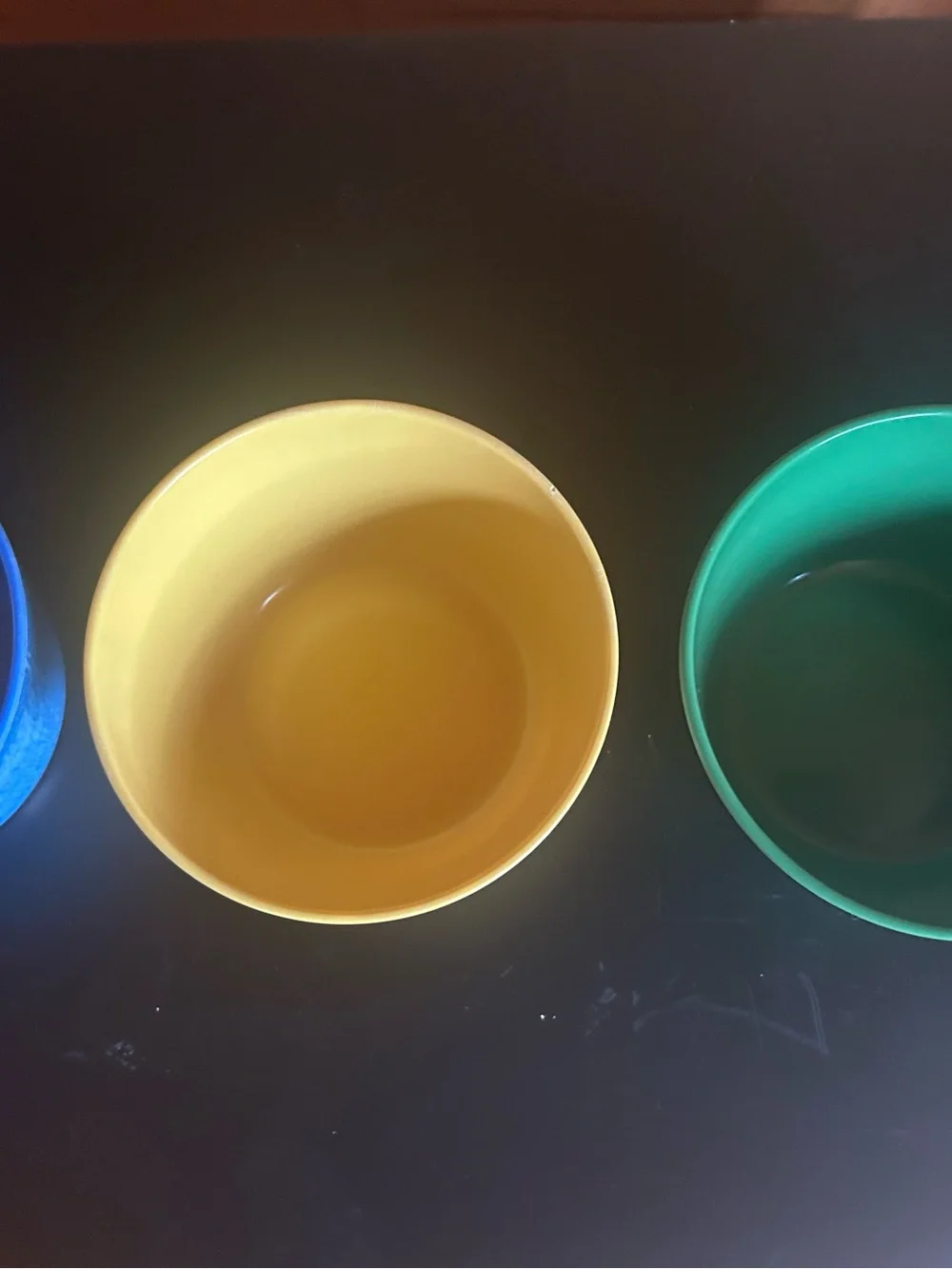 Pier 1 Blue, Yellow & Green Plastic Accent Bowls